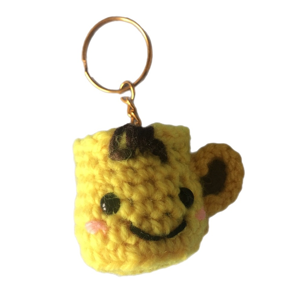 Crochet Smiling Cup Of Coffee Keychain